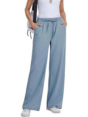 Lightweight Wide Leg Jeans for Women | Soft Baggy Denim Pants | Casual Summer